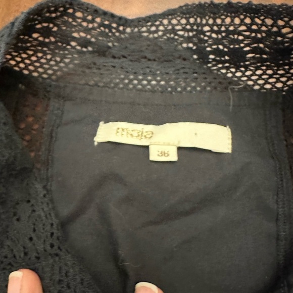 MAJE Inola High Neck Cotton Romper In Black (SD2) - Picture 7 of 11